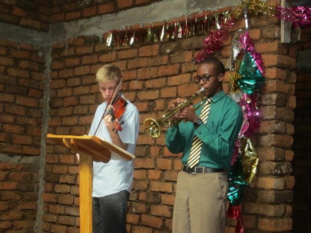 Daniel and Shawn at church in Tanzania,